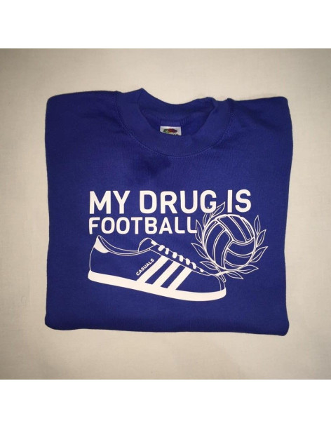 Sudadera Sin Capucha “My drug is Football – Zapatilla”