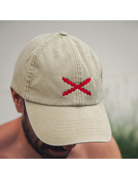 Gorra Vintage Bordada "Aspa de Borgoña"