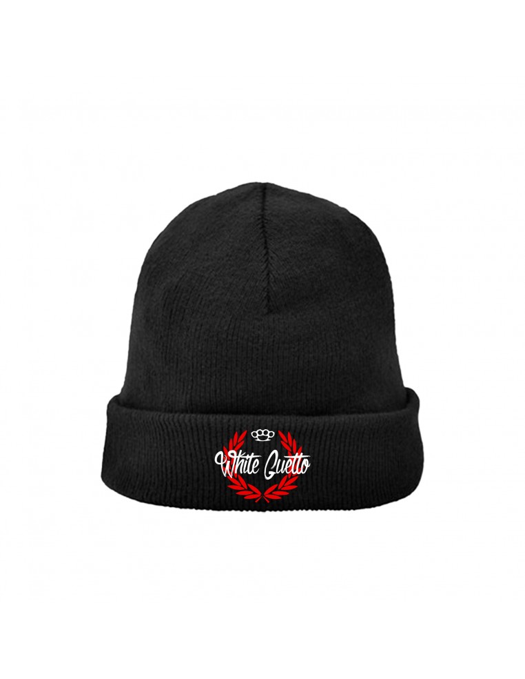 Gorro lana bordado "White Guetto laurel"