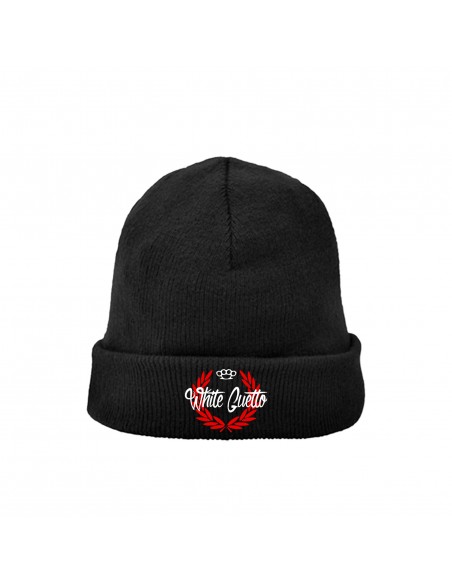 Gorro lana bordado "White Guetto laurel"