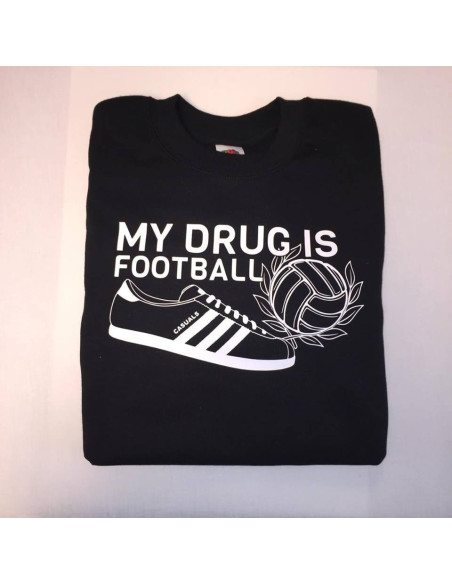 Sudadera Sin Capucha “My drug is Football – Zapatilla”